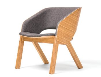Merano Natural Oak Timber Lounge Armchair with Custom Upholstery by Alex Gufler for TON image