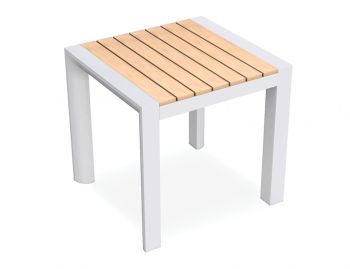 Vydel Outdoor Solid Teak Side Table Matt White Aluminium by Bent Design image