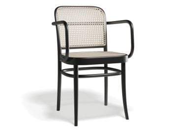 811 Hoffmann Black Stain Armchair with Cane Seat and Backrest by TON image