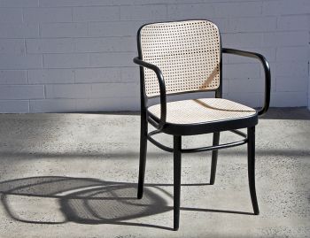 811 Hoffmann Black Stain Armchair with Cane Seat and Cane Backrest by TON image