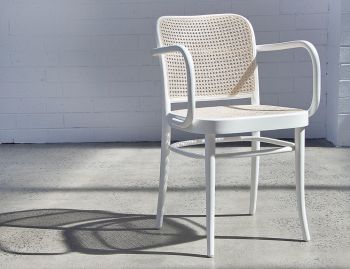811 Hoffmann White Armchair with Cane Seat and Cane Backrest by TON image