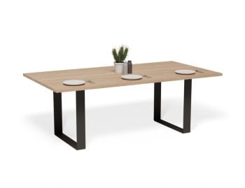 Odense Box End Black Steel Leg Solid European Oak 210x110cm Dining Table by Bent Design image