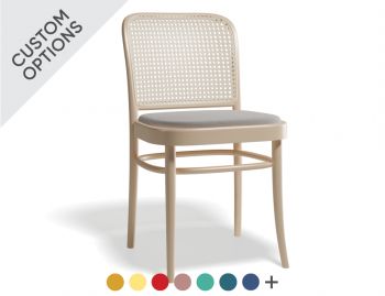 811 Hoffmann Custom Colour Dining Chair with Upholstered Seat and Cane Backrest by TON  image