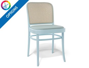811 Hoffmann Custom Colour Dining Chair with Upholstered Seat and Cane Backrest by TON  image