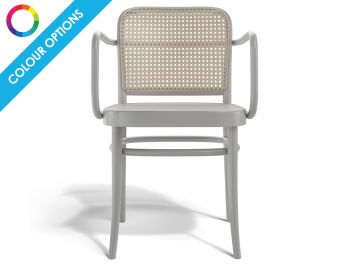 811 Hoffmann Custom Colour Armchair with Wooden Seat and Cane Backrest by TON image