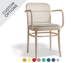 811 Hoffmann Custom Colour Armchair with Upholstered Seat and Cane Backrest by TON   image