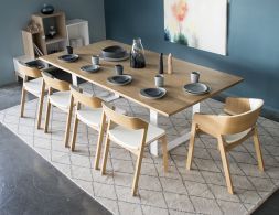 Odense 240x120cm White Steel Leg Solid Oak Rectangle Dining