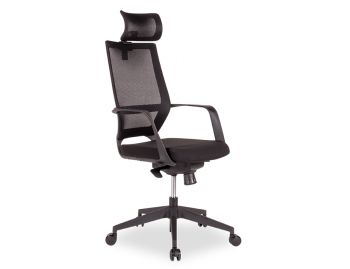 Mokum Office Chair with Headrest - Black - Upholstered Black Padded Seat image