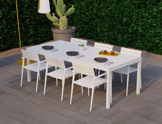 White patio table and on sale chairs