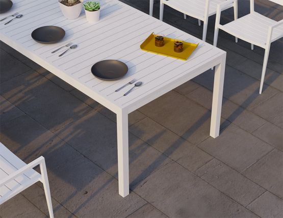 Halki White 220 Table Close Up Durable Modern