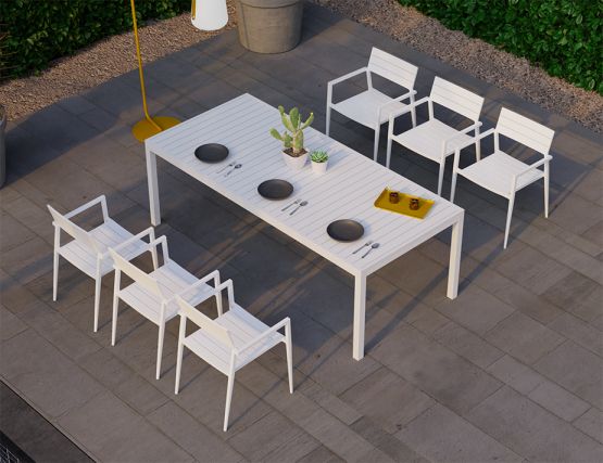 Modern white outlet outdoor dining table