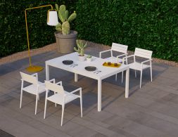 Halki 160 White Outdoor Dining Set