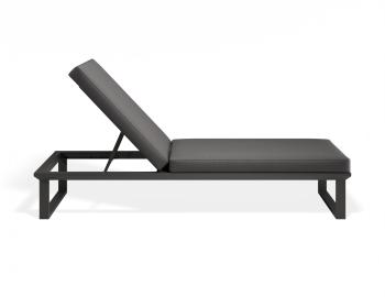 Serra Outdoor Sun Lounge Matt Charcoal Aluminium with Granite Grey Cushions by Bent Design image