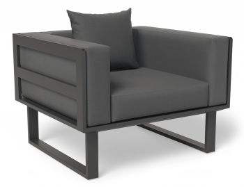 Vivara Outdoor Single Sofa Matt Charcoal Aluminium with Dark Grey Cushions by Bent Design image