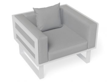 Vivara Outdoor Single Sofa Matt White Aluminium with Light Grey Cushions by Bent Design image