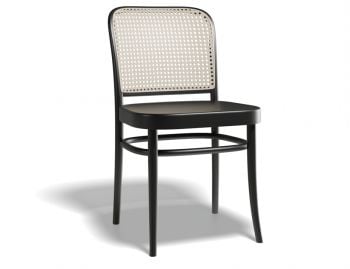 811 Hoffmann Black Stain Dining Chair with Wood Seat and Cane Backrest by TON image