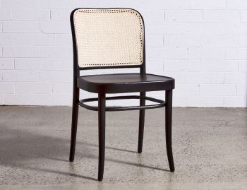 811 Hoffmann Black Stain Dining Chair with Wooden Seat and Cane Backrest by TON image