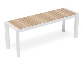 Vydel Outdoor Solid Teak Bench Seat 120cm Matt White Aluminium by Bent Design image