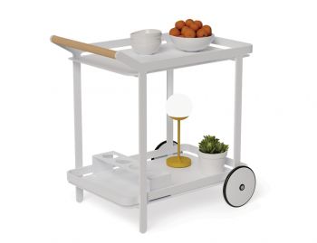 Imola Outdoor Bar Cart Drinks Trolley Matt White image