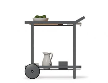 Imola Outdoor Teak Bar Cart Drinks Trolley Matt Charcoal image