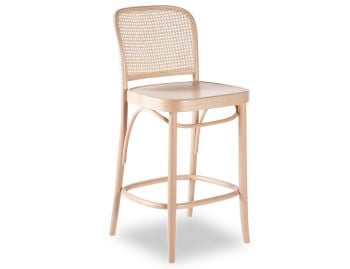 811 Hoffmann Custom Colour Stool With Wooden Seat And Cane Backrest By Ton