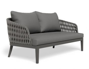 Alma Outdoor 2 Seater Lounge Chair Matt Charcoal Aluminium with Dark Grey Cushion by Bent Design image