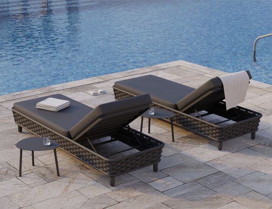 Siano Charcoal Sun Lounge Back Poolside Modern