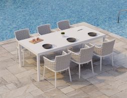 White Siano Weave Outdoor Poolside Aluminium Powdercoat