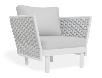 Siano Outdoor Lounge Chair Matt White with Light Grey Cushion by Bent Design image