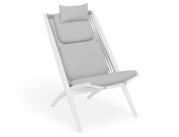 Minori Lounge Chair Matt White with Light Grey Cushion by Bent Design image