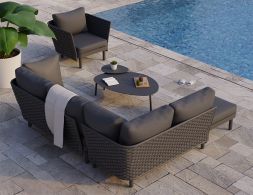 Back Siano Lounge Right Arm Charcoal Modern