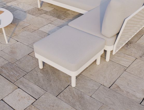 Siano White Square Pouf Extender Modular