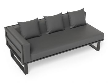 Vivara A Left Arm Outdoor Modular Sofa Section Matt Charcoal Aluminium with Dark Grey Cushions image