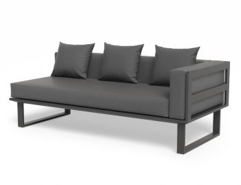 Vivara B Right Arm Outdoor Modular Sofa Section Matt Charcoal Aluminium with Dark Grey Cushions by Bent Design image