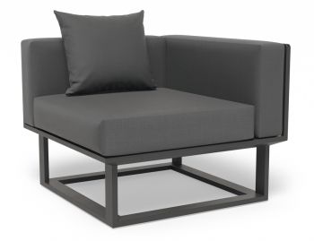 Vivara D Corner Outdoor Modular Sofa Section Matt Charcoal Aluminium with Dark Grey Cushions image