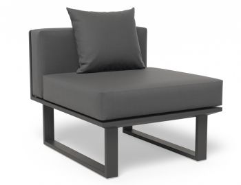 Vivara E No Arm Short Outdoor Modular Sofa Section Matt Charcoal Aluminium with Dark Grey Cushions image