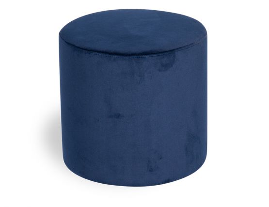 Round Ottoman Navy Blue Velvet