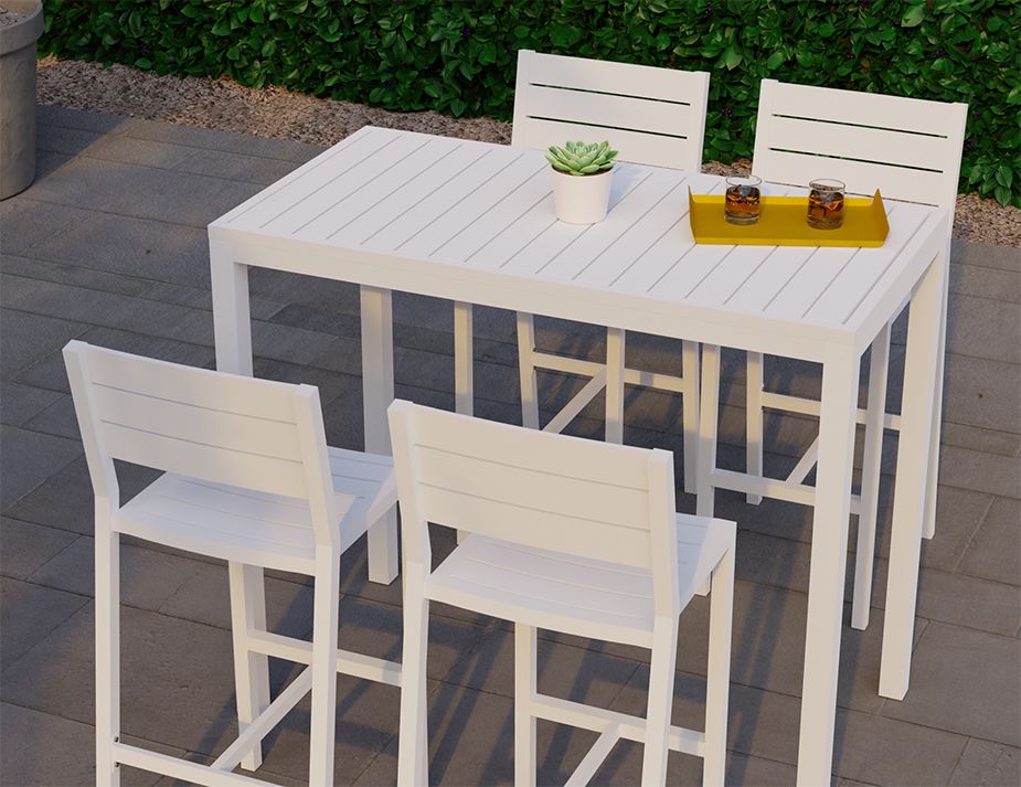 Halki Outdoor High Bar Table Matt White Halki Outdoor High Bar Table Matt White, Outdoor High Bar Table Setting