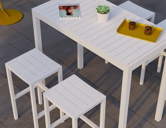 Halki Backless Stools White Matching Set Modern