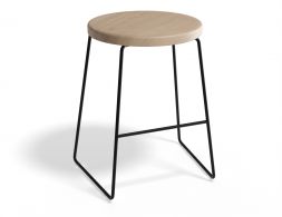 HUGO Lowstool 46cm Blackframe Naturalwood Roundseat