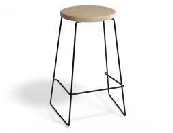 HUGO Barstool 66cm Blackframe Naturalwood Roundseat