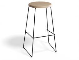 HUGO Barstool 75cm Blackframe Naturalwood Roundseat