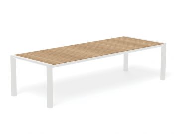 Vydel Outdoor Solid Teak Dining Table 300cm x 110cm Matt White Aluminium by Bent Design image