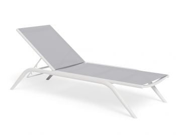 Minori Sun Lounge Matt White aluminium with Light Grey Plexus Mesh by Bent Design Studio image