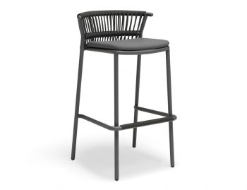 Minori Outdoor Bar Stool Matt Charcoal with Dark Grey Cushion by Bent Design image