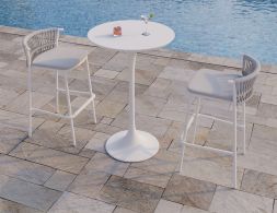 White Minori Bar Set Table Stool