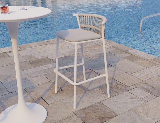 Minori White Bar Stool Outdoor