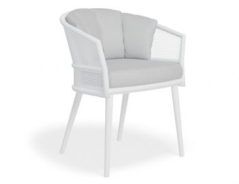 Avila Outdoor Dining Chair Matt White with Light Grey Cushion by Bent Design image