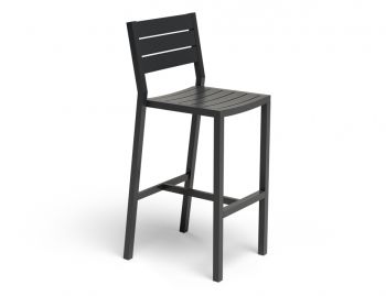 Halki Outdoor Bar Stool With Backrest Matt Charcoal by Bent Design image