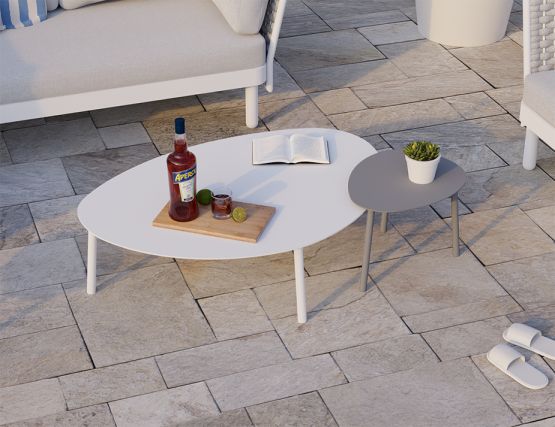 White Silvergrey Cetara Close Outdoor Tables